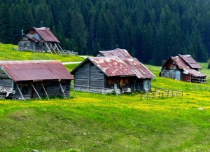 antiche abitazioni nella piana di Marcesina